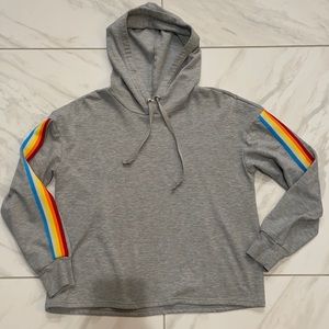 Women’s/ teens gray hoodie with rainbow trim